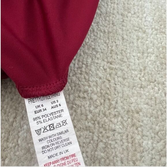 Pretty Little Thing Elegant Off-Shoulder Bodycon Red Dress Size 2 - Picture 6 of 6